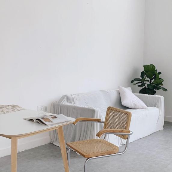 浅色水泥地白墙森系沙发封面图